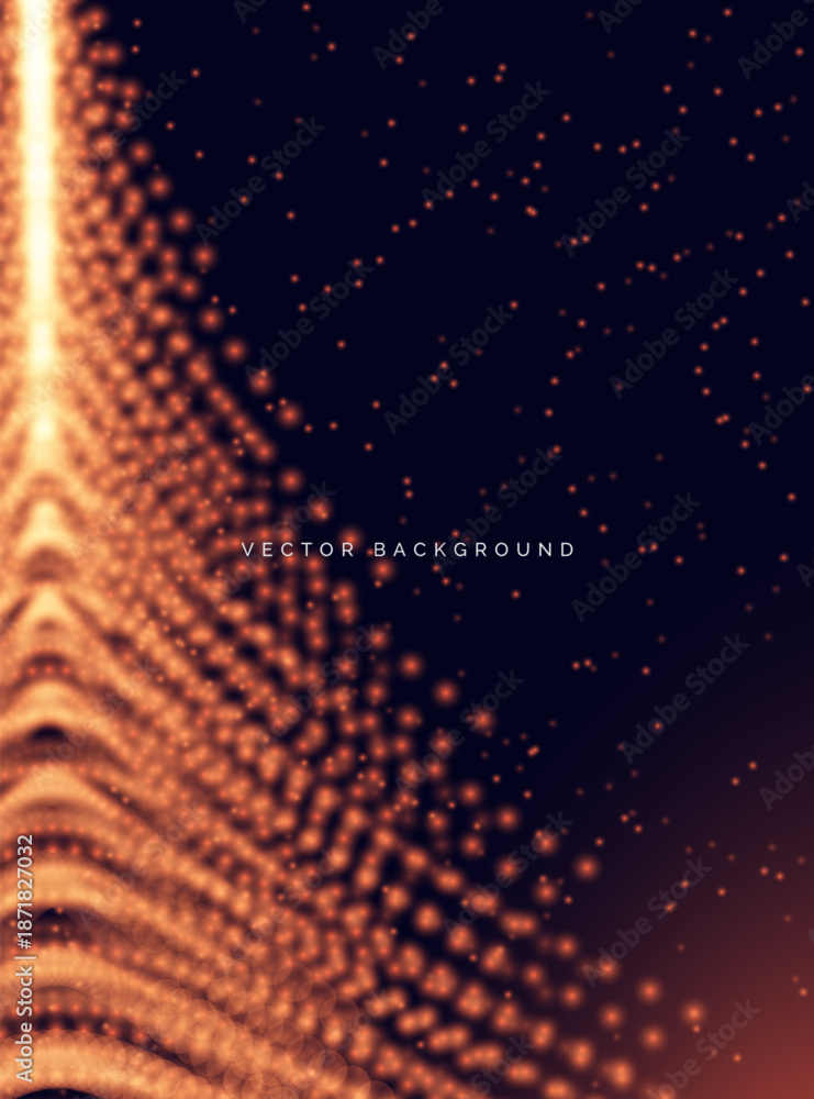 Fototapeta premium Dotted orange glowing overlapping blur on dark background.