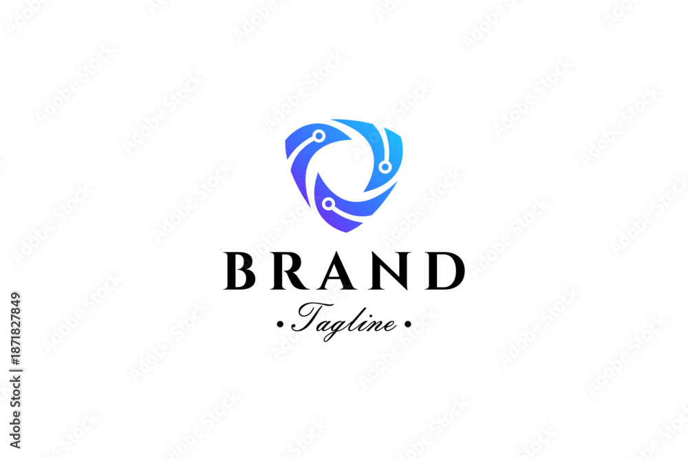 Obraz premium Technology shield logo with modern vector design style