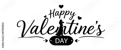 Happy Valentine's Day: A romantic greeting that features artistic text. It is perfect for expressing love and affection.