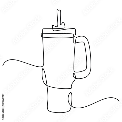 Tumbler one line drawing. Tumbler single line illustration. Tumbler minimalist line art. Tumbler vector art.