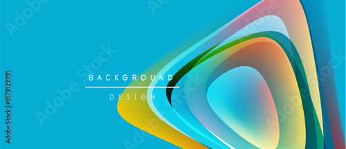 Abstract vibrant layers create dynamic visual effect. Bright colors blend, forming modern background design. Smooth gradients suggest movement, depth.