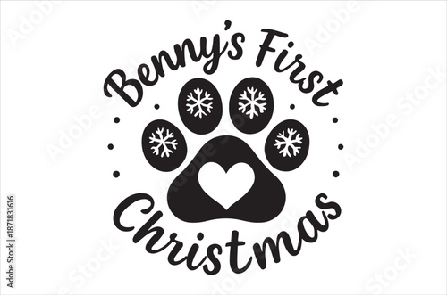 Basic RGBBenny's adorable first Christmas paw print design with snowflakes