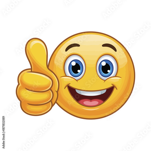 A cheerful yellow smiley face giving a thumbs up gesture