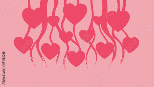 Valentine's Day hearts decoration on pink background.