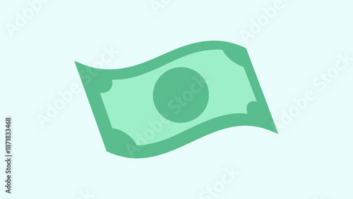 Green paper currency icon waving in the air.