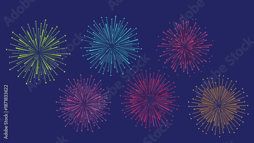 Colorful fireworks exploding in the night sky.