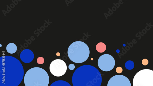 Colorful circles arranged in a visually appealing pattern on a black background.