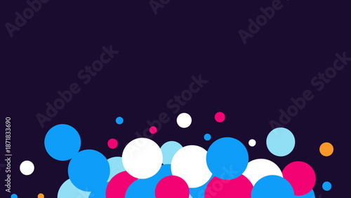 Vibrant colorful circles on dark background.