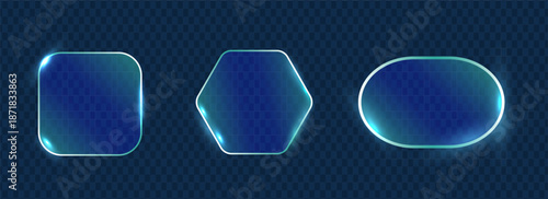 Blue Glassmorphism Rounded Interface Shapes Set