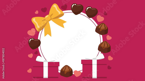 Valentine's Day chocolate gift with hearts and ribbon decoration.