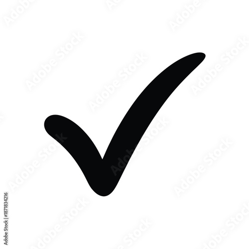 Simple black check mark icon on a plain white background displayed