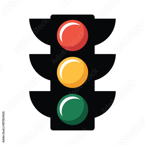 A simple illustration of a traffic light with red yellow and green lights