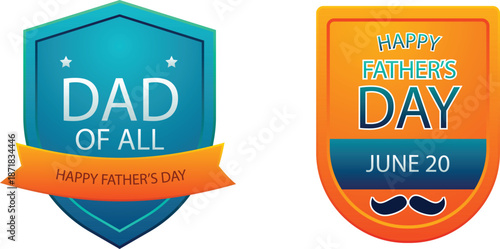 Happy Father’s Day Badge Vector Set – Modern Flat Design