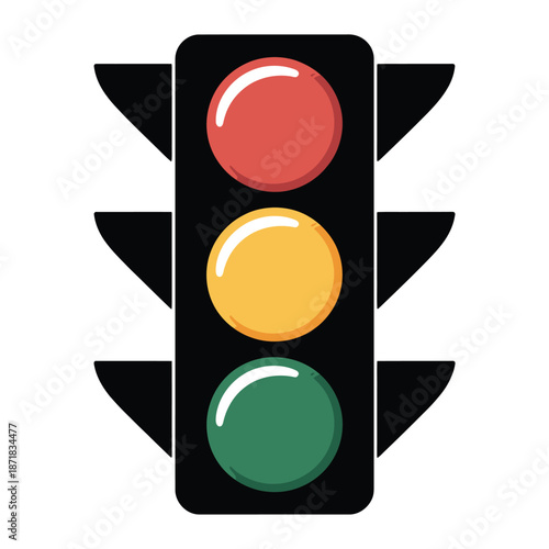 A traffic light displaying red yellow and green signals clearly