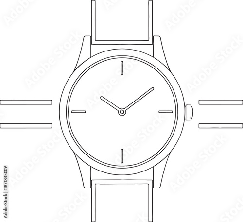 Minimalist Wristwatch with Simple Design in Monochromatic Color on for Luxury Branding isolated on a transparent background
