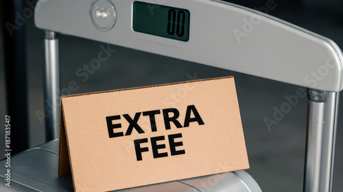 Extra fee notice clipped to barrier at checkpoint indicating additional payment requirement during transport access
