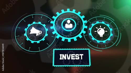 Business invest and strategic financial planning concept, innovative technology with gear system for corporate success