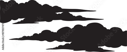 Black clouds on a white background illustration