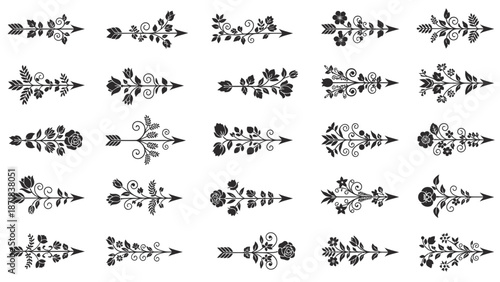 Elegant floral arrow designs for creative projects and decoration