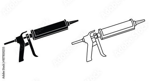 Black and white illustration of two caulking guns side by side