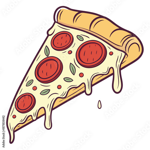 Savor a delicious slice of pepperoni pizza with melted cheese and fresh toppings, perfect for satisfying your hunger and cravings