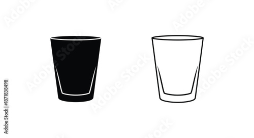 A simple illustration depicting two contrasting glasses one full and one empty
