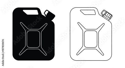 Black and white illustrations of two portable fuel or water containers