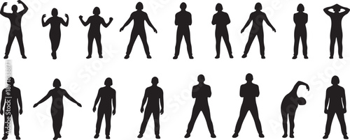 Collection of various human silhouettes in different poses