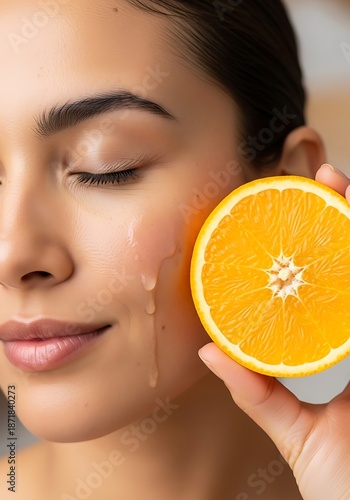 Womans Radiant Skin - Orange Slice for Natural Beauty.