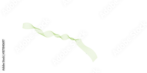 A closeup of a green leaf isolated on a white background featuring an old hemp rope with a brown fiber texture and a gold cord knot pattern