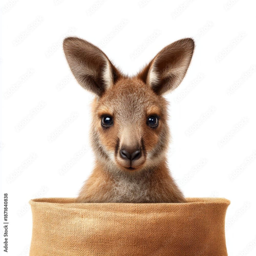 Fototapeta premium Curious kangaroo popping out australian outback animal portrait natural setting close-up wildlife photography