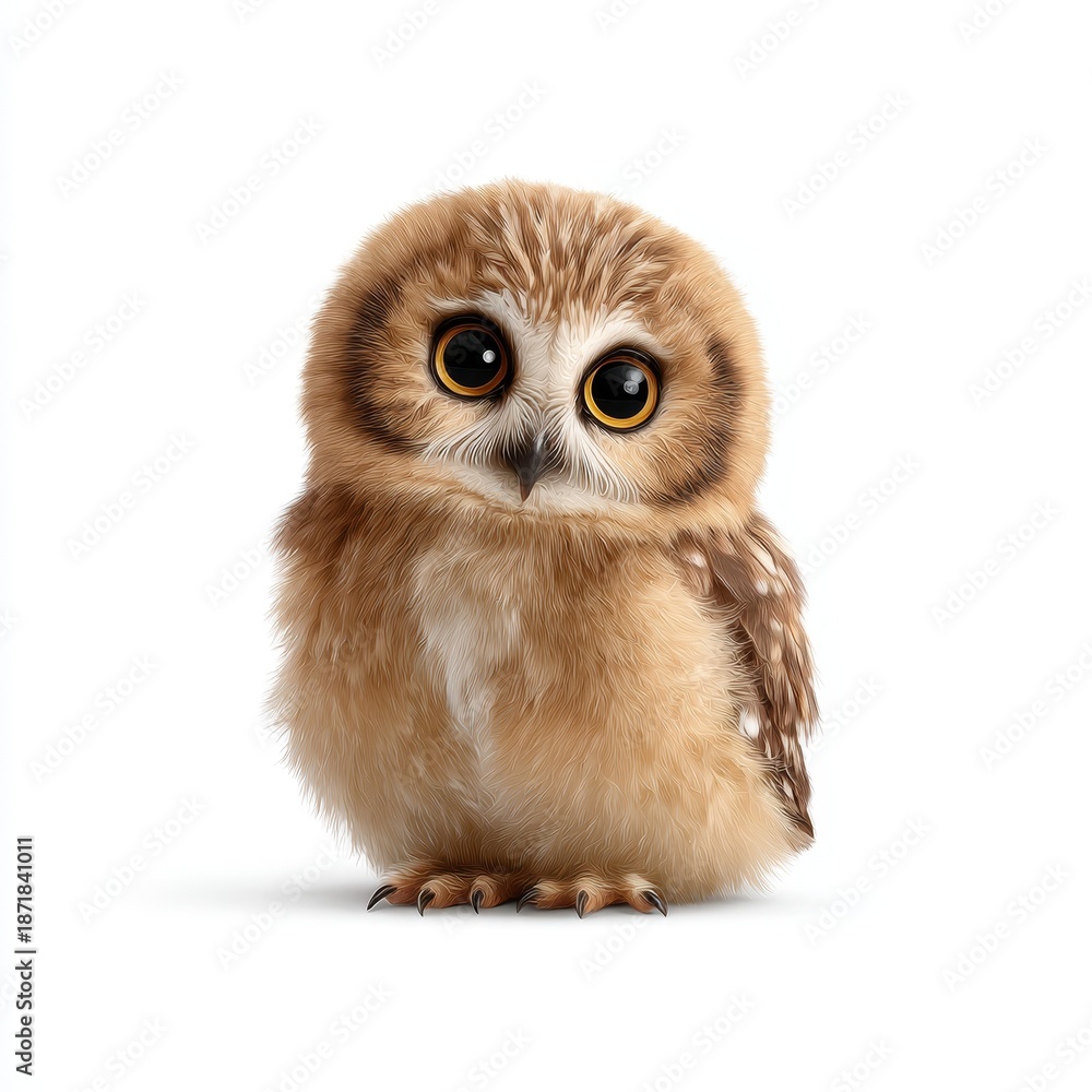 Fototapeta premium Charming owl portrait studio setting animal photography soft lighting close-up view nature appreciation