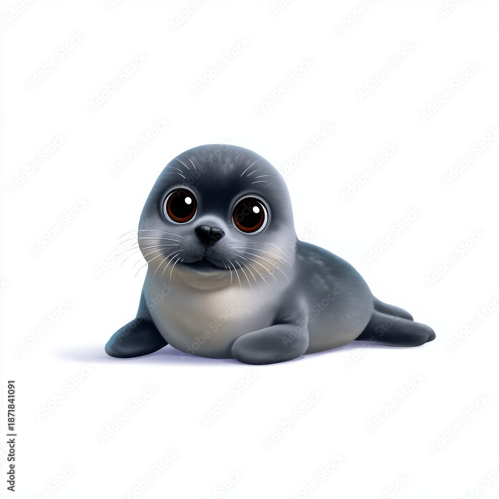 Obraz premium Playful cartoon seal character illustration fun environment bright colors cute and friendly concept