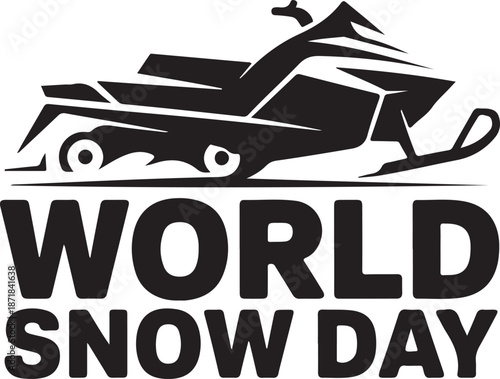 Snowmobile solid icon, World snow day concept, Motor sled sign. Vector black silhouette. with white background