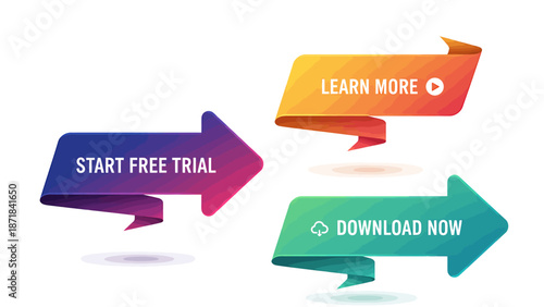 Vibrant call-to-action buttons for business and marketing