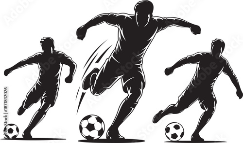 soccer player motion sequence silhouette vector