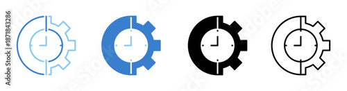 Part Time Icon Sheet Multiple Style Collection Isolated Vector