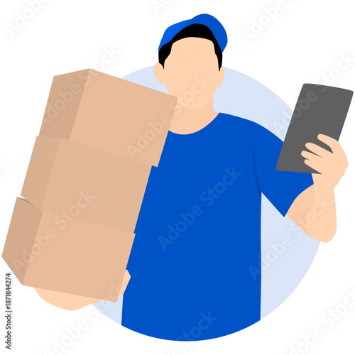 People Delivery Package Illustration