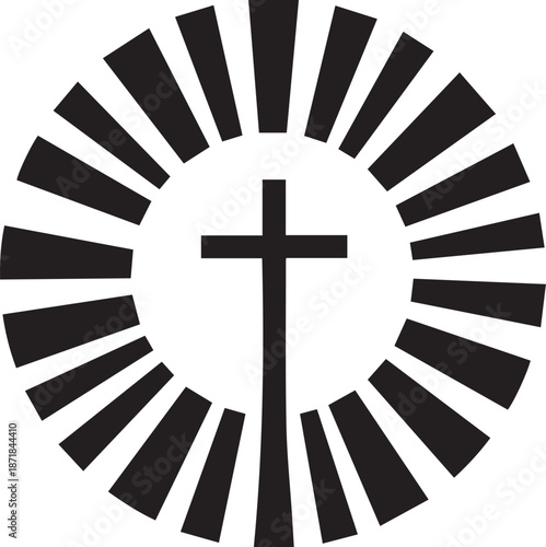 Symbolic cross with radiating lines