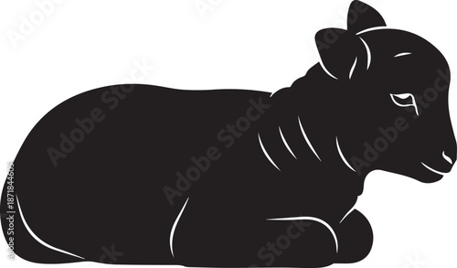 Silhouette of a lying sheep
