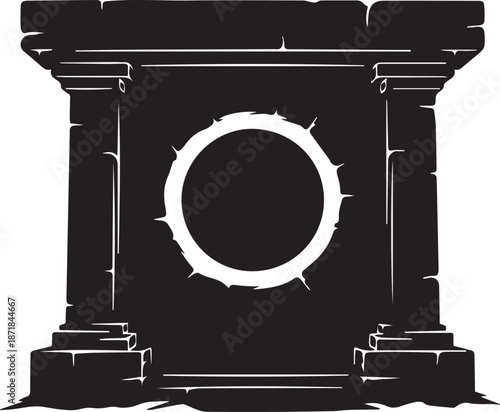 Circular symbol on ancient pedestal