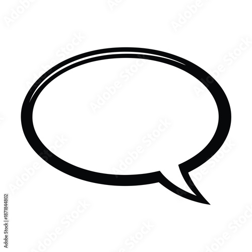Simple black and white speech bubble illustration on a transparent background