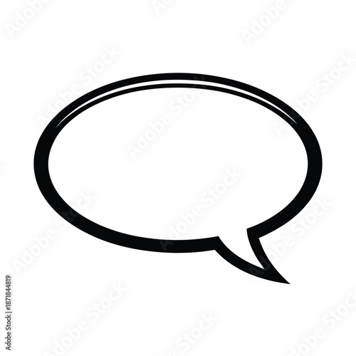A simple black outline of a blank comic speech bubble illustration