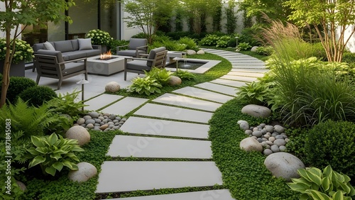 Wallpaper Mural Outdoor patio with pathway and landscaping Torontodigital.ca