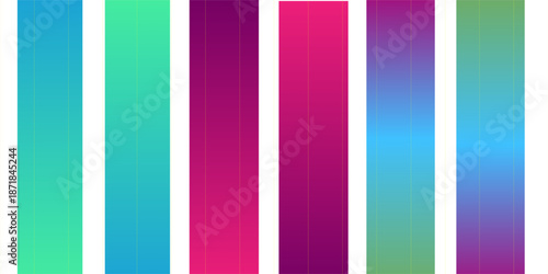 A collection of gradient backgrounds with lines. Green, blue, pink, and purple are trending summer colors. Suitable for graphic design. Vector illustration.