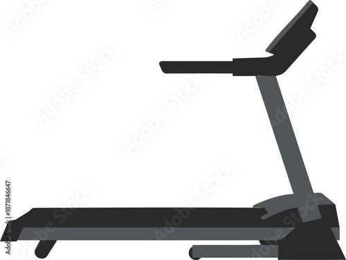 Side View Vector Illustration of a Modern Motorized Treadmill for Cardio Training and Fitness Gym