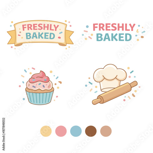 Freshly Baked Bakery and Confectionery Elements Collection