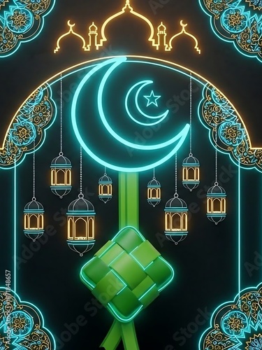 Islamic Ramadan Kareem Greeting Card Design.