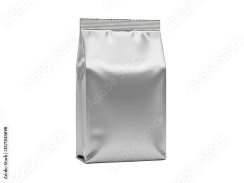 Shiny foil pouch package isolated on transparent background