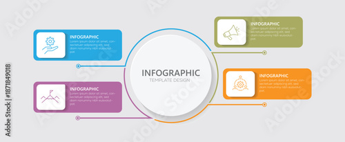 infographic design. Business data visualization timeline process infographic template design with icons. presentation graph. Business concept with numbers 4 options vector illustration.